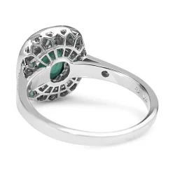9ct White Gold Emerald and Diamond Art Deco Style Ring