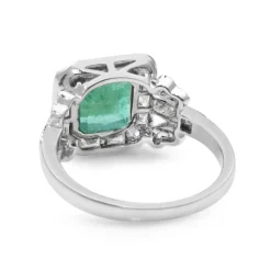 18ct White Gold Emerald and Diamond Ring