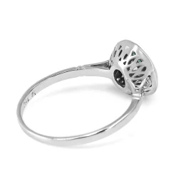 18ct White Gold Emerald and Diamond Art Deco Style Ring
