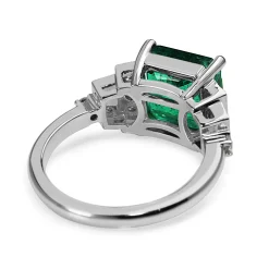 18ct White Gold Emerald and Diamond Deco Style Ring