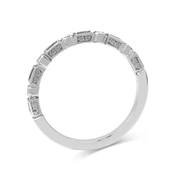 9ct White Gold Emerald and Diamond Deco Style Ring