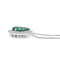 18ct White Gold Emerald and Diamond Graduated Halo Necklace