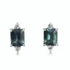 18ct White Gold Emerald Cut Sapphire and Diamond Stud Earrings