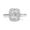 18ct White Gold Emerald Cut Diamond Halo Ring