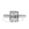 18ct White Gold Emerald Cut Diamond Halo Ring