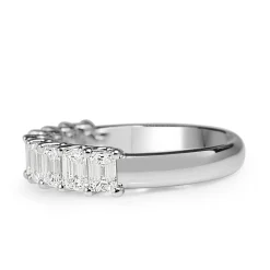 18ct White Gold Emerald Cut Diamond Band Ring