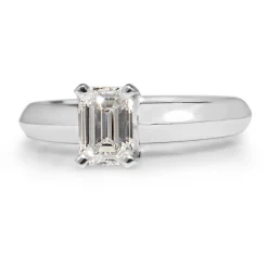 18ct White Gold Emerald Cut Diamond Solitaire Ring
