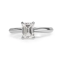 18ct White Gold Emerald Cut Solitaire Diamond Ring