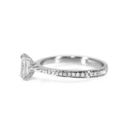 18ct White Gold Emerald Cut Diamond Solitaire Ring