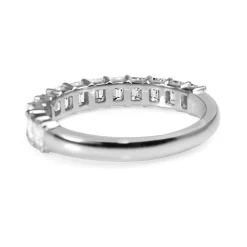 18ct White Gold Emerald Cut Diamond Band