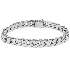 9ct White Gold Estate Flat Curb Link Bracelet