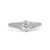 18ct White Gold Etched Diamond Solitaire Ring
