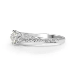 18ct White Gold Etched Diamond Solitaire Ring