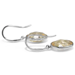 9ct White Gold Faceted Citrine Earrings