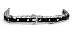 18ct White Gold Faceted Onyx and Diamond Buckle Bracelet