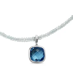 9ct White Gold Faceted Topaz Necklace