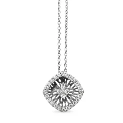 14ct White Gold Filigree Diamond Necklace