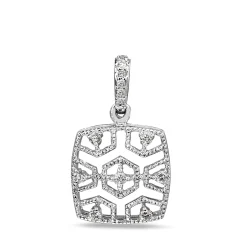 9ct White Gold Filigree Diamond Pendant