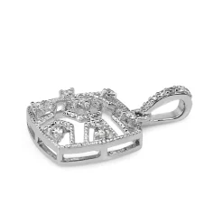 9ct White Gold Filigree Diamond Pendant
