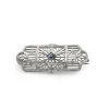 10ct White Gold Filigree Sapphire Brooch