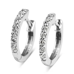 9ct White Gold Fine .25ct Diamond Hoop Earrings