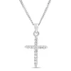 9ct White Gold Fine Diamond Cross Necklace