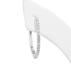 9ct White Gold Fine Diamond Hoop Earrings
