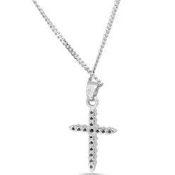 9ct White Gold Fine Diamond Cross Necklace