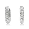 9ct White Gold Fine Pavé Diamond Hoop Earrings