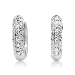 9ct White Gold Fine Pavé Diamond Hoop Earrings