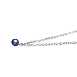 9ct White Gold Fine Solitaire Sapphire Necklace