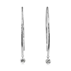 9ct White Gold Floating Diamond Open Hoop Earrings