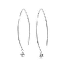 9ct White Gold Floating Diamond Open Hoop Earrings