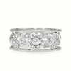 9ct White Gold Floral Diamond Band Ring