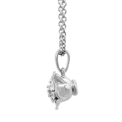 9ct White Gold Floral Diamond Cluster Necklace