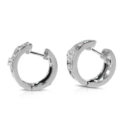 9ct White Gold Floral Diamond Hoop Earrings