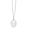 18ct White Gold Fresh Water 11mm Pearl and Diamond Necklace