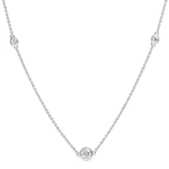 18ct White Gold Graduated Bezel Set Diamond Chain / Necklace