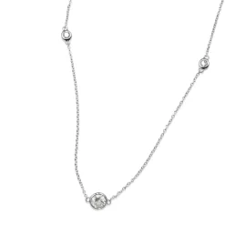 18ct White Gold Graduated Bezel Set Diamond Chain / Necklace