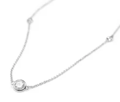 18ct White Gold Graduated Bezel Set Diamond Chain / Necklace
