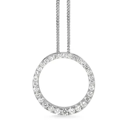 9ct White Gold Graduated Circle of Life Diamond Necklace