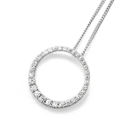 9ct White Gold Graduated Circle of Life Diamond Necklace
