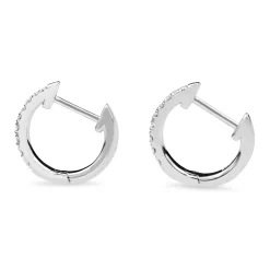 9ct White Gold Graduated Diamond Hoop Earrings
