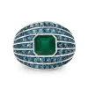 9ct White Gold Green Agate and Topaz Domed Ring