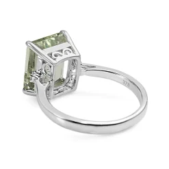 9ct White Gold Green Amethyst and Diamond Cocktail Ring