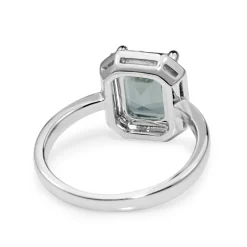9ct White Gold Green Amethyst and Diamond Halo Ring