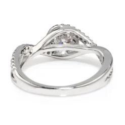 14ct White Gold Halo Twist Diamond Ring