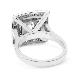 18ct White Gold Handmade Square Double Halo Diamond Cocktail Ring