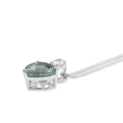 18ct White Gold Heart Aquamarine and Diamond Pendant