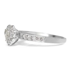14ct White Gold Heart Halo Diamond Ring